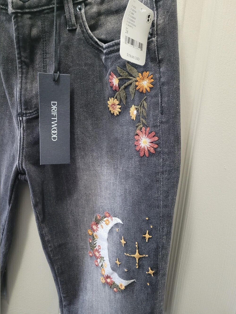 Driftwood Jackie Skinny Hallucination Embroidered Free People Jeans Size 28 - Picture 3 of 12